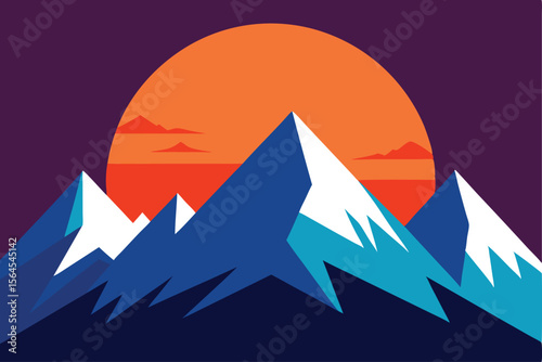 Majestic Mountains at Sunset A Stunning Vector Illustration