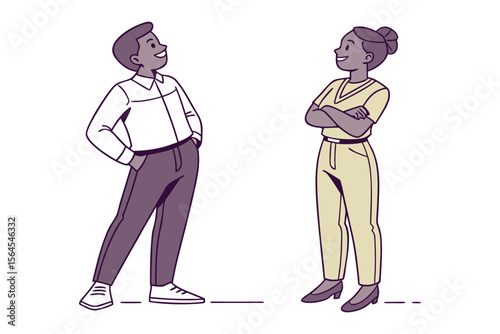 Diverse colleagues engaged in a positive conversation showcasing teamwork and professional collaboration in a modern workplace setting