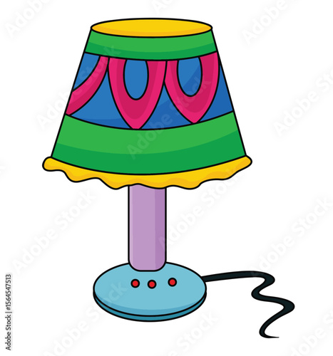 Cute cartoon hand drawn vector table lamp clipart.