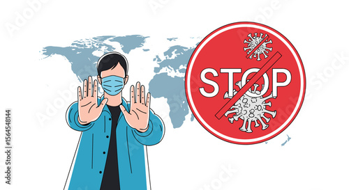 Global health crisis prevention measures protecting people worldwide during pandemic