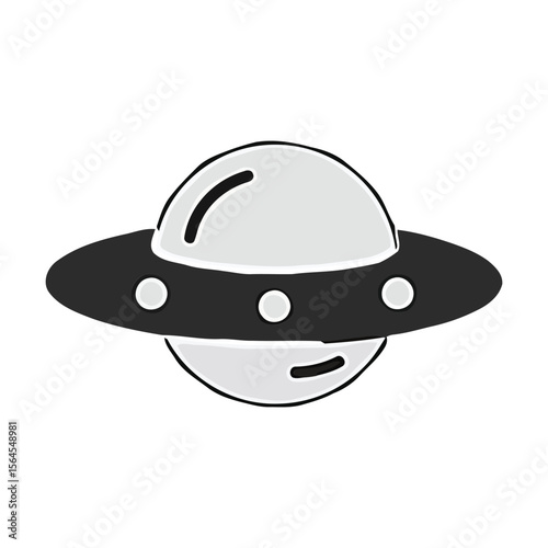 Unidentified Flying Object Space Icon, Futuristic Design, Sci-Fi Illustration, Graphic Design Element, Vector Art