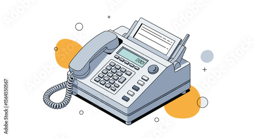 Retro fax machine technology sending important documents via telephone lines
