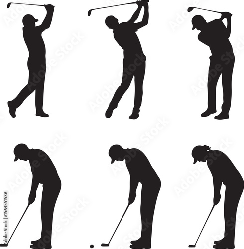 Golfer Swinging Club Silhouette Design

Perfect Golf Shot Vector Illustration

Golfer on Fairway Silhouette Scene

Golf Swing in Motion Silhouette Art

Professional Golfer Pose Vector