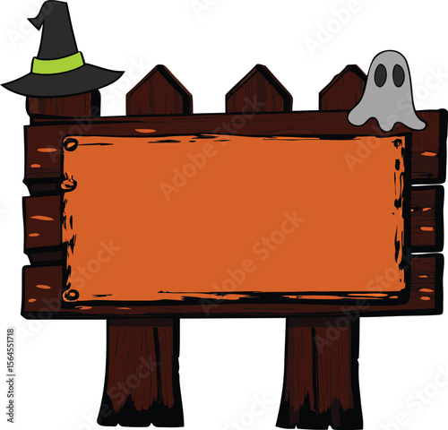 Halloween sign board vector isolated on white background.