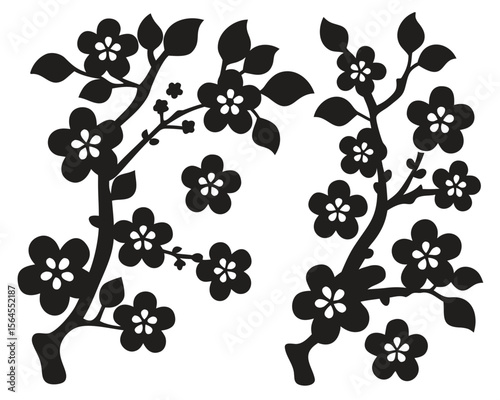 Black and white flower pattern vector illustration for seamless nature design