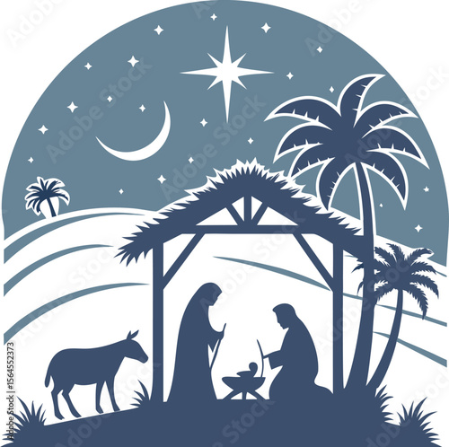 Paper Cut Style Nativity Design