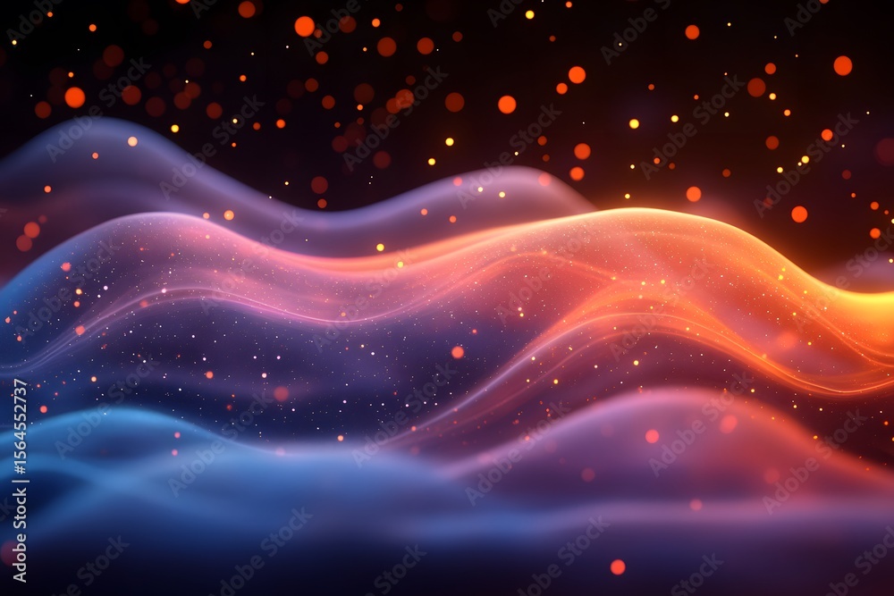 Fototapeta premium Abstract Waves and Light Particles - Vibrant Background for Design and Decoration