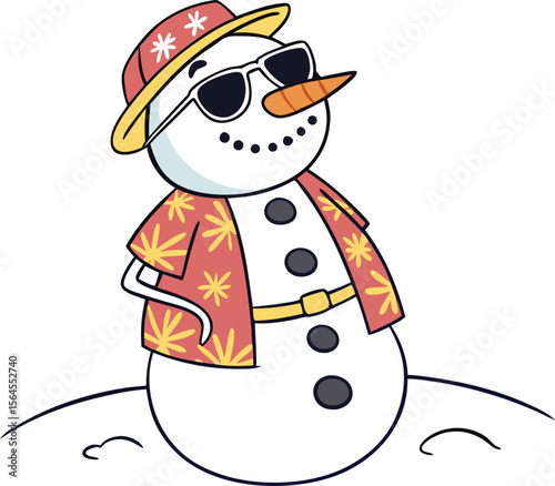 Snowman With Sunglasses And Hawaiian Shirt