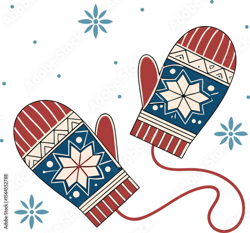 Warm Mittens With Nordic Pattern