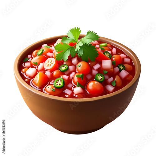 Fresh pico de gallo salsa with tomatoes onions cilantro and jalapeno isolated on transparent background