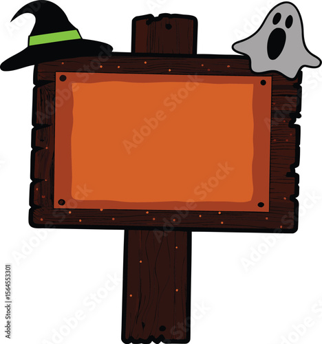 Halloween sign board vector isolated on white background.