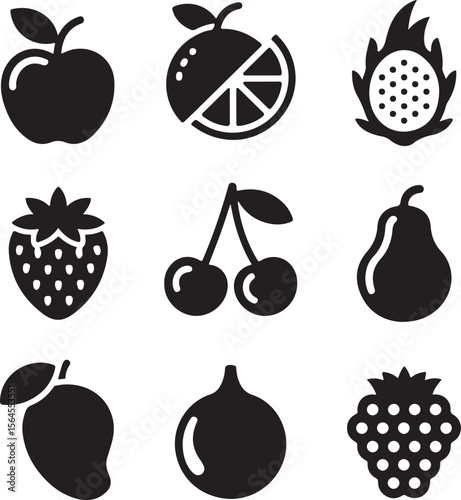 Fresh Fruit Silhouette Collection

Tropical Fruits Vector Design

Healthy and Juicy Fruit Art

Colorful Fruit Icons Illustration

Organic Fruit Set for Kitchen Decor