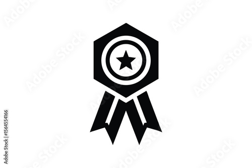 Modern minimalist black and white award icon; achievement, success, and excellence concept;  premium quality vector graphic for websites, presentations, and marketing materials; clean, simple design.