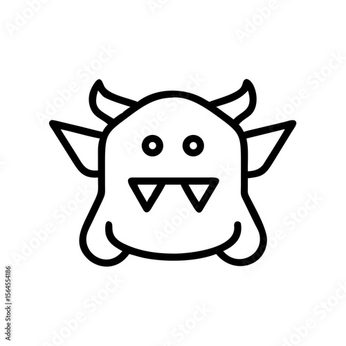 Monster token icon in simple line style on transparent background  