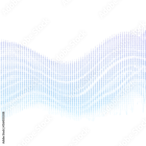 Abstract wavy blue and white gradient with textured dots isolated on transparent background