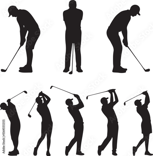 Golfer Swinging Club Silhouette Design

Perfect Golf Shot Vector Illustration

Golfer on Fairway Silhouette Scene

Golf Swing in Motion Silhouette Art

Professional Golfer Pose Vector