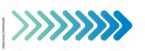Round-cornered chevron arrow path in gradient blue and green, modern dynamic motion graphic for design use