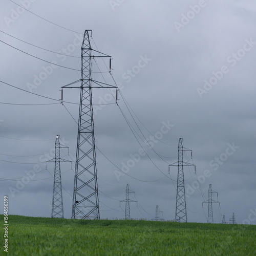 POWER ENGINEERING - High-voltage line fastened on a great tower truss