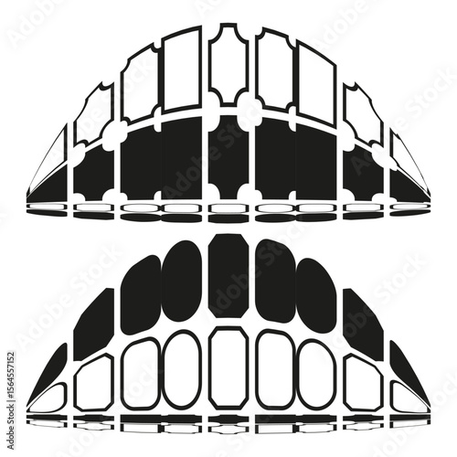 Tooth arch icons. Dental jaw symbols. Smile care Vector. Oral anatomy design.