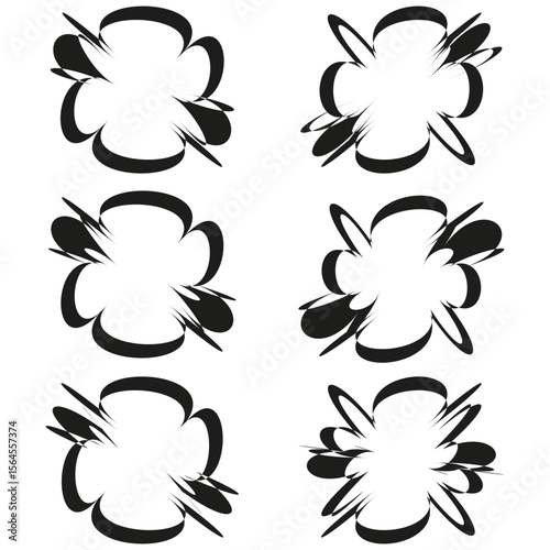 Abstract frame pattern. Repeating curve shapes. Dynamic border elements. Vector decorative graphic.
