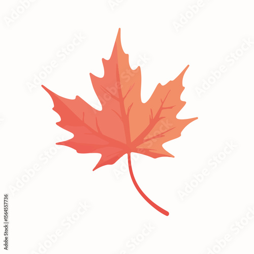 Flat illustration japanese maple leaf in pastel colors against white, offering generous copy space. Flat illustration presents vibrant hues and delicate leaf structure,