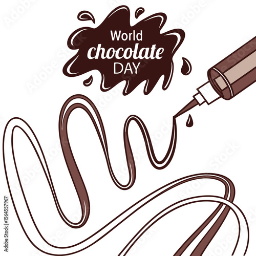 Brown Chocolate Strands Abstract Flowing Design World Chocolate Day vector