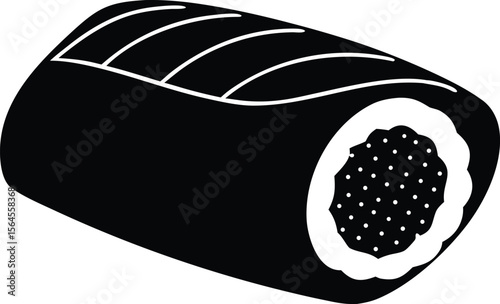 sushi roll with salmon shrimps and avocado silhouette vector