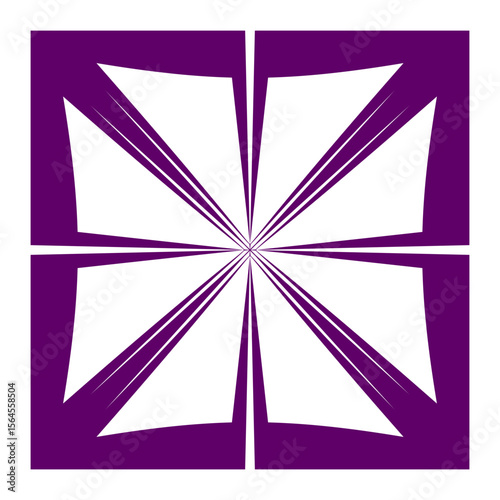 Abstract geometric pattern. Purple white Vector. Square design element. Radial symmetry graphic.