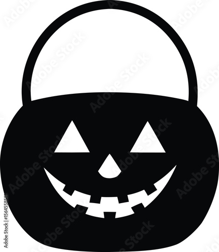 trick or treat jack o lantern candy bucket silhouette vector