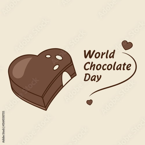 Brown Heart Shaped Chocolate Bite Sweet Treat World Chocolate Day Illustration vector
