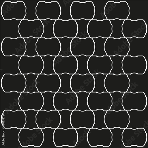 White wavy blocks. Seamless brick lattice. Fluid pattern Vector. Dark canvas texture.