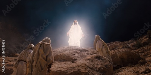 Transfiguration of Jesus Christ on Mount Tabor before the apostles. Gospel event