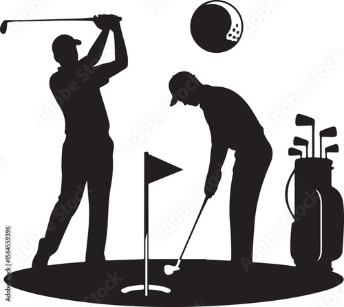 Golfer Swinging Club Silhouette Design

Perfect Golf Shot Vector Illustration

Golfer on Fairway Silhouette Scene

Golf Swing in Motion Silhouette Art

Professional Golfer Pose Vector