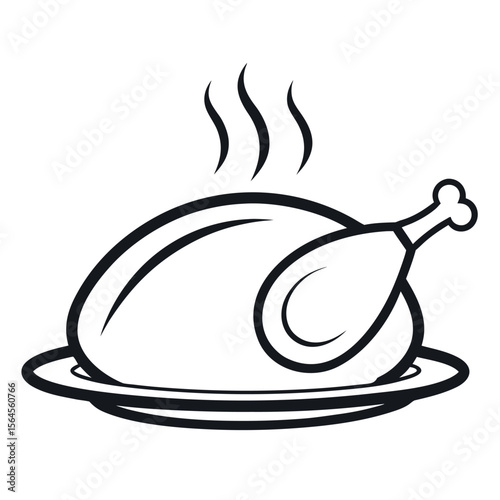 Roasted chicken on a platter with steam food