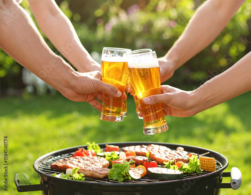 バーベキューでビール