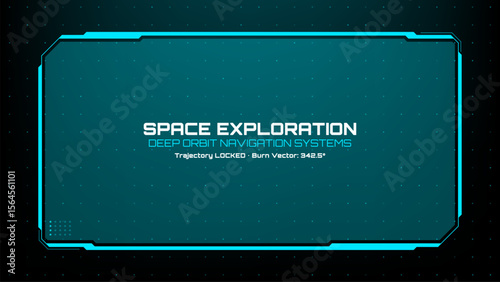 Abstract hud screen for deep orbit navigation systems. Space exploration futuristic user interface showing trajectory locked.