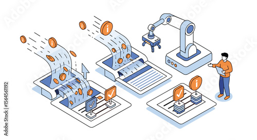 Automated digital asset processing with robotic arm assistance