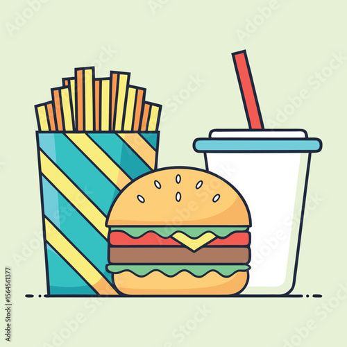 Burger fries and drink french fries soda