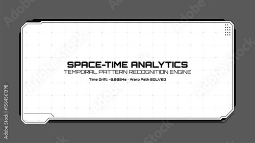 Space-time analytics hud vector graphic. Futuristic interface display. Digital data visualization for technology and science.