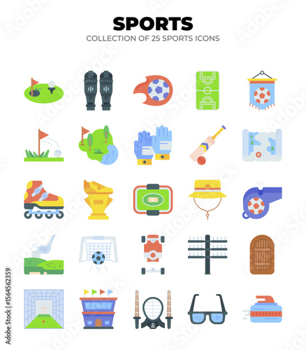 Collection of 25 Sport Icons. Soccer. Golf. Cricket. and More