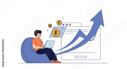 Online business growth with digital marketing strategies and financial success