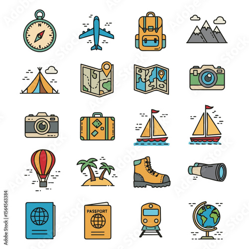 set of travel icons