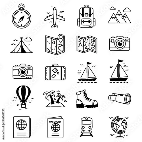travel icons set