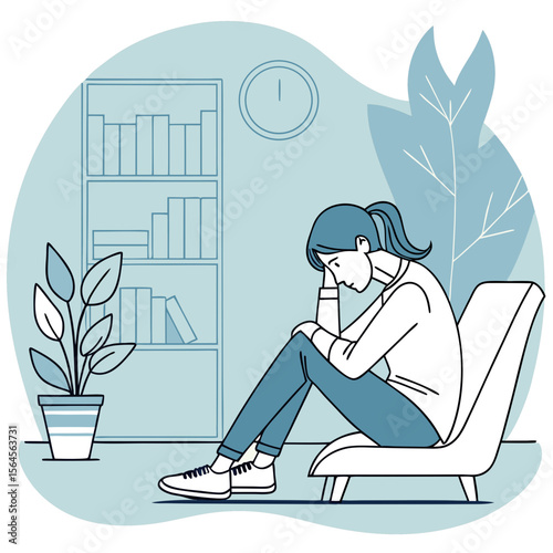 A alone women feel depressed due to shock 