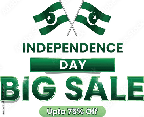 Pakistan independence day sale with flags and big sale text design