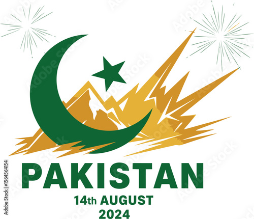 Illustration of pakistan independence day with crescent and star design