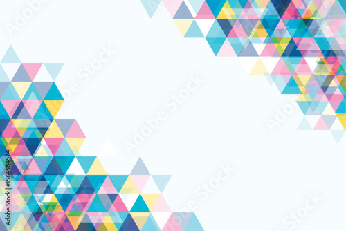 Abstract background with colorful triangles scattered on the corners isolated on transparent background