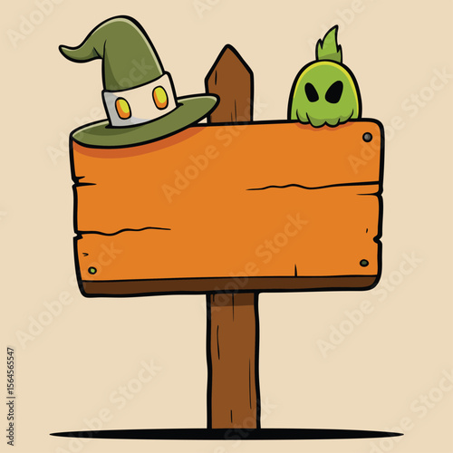 Halloween sign board vector isolated on white background. 