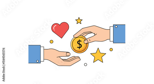 Generosity and kindness in action illustrating charity and helping others