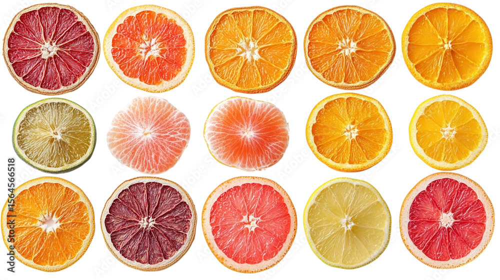 Fototapeta premium citrus fruit slices on transparent background
